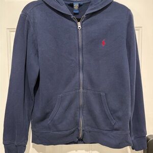 Polo by Ralph Lauren Navy Blue Kids Zip Up Hoodie, Large